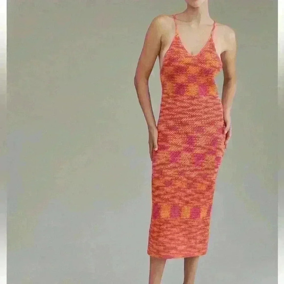 Acacia Swimwear Ipo Pink Orange Crochet Maxi Dress Cover Up $264 Beachy Vacay - Picture 5 of 7